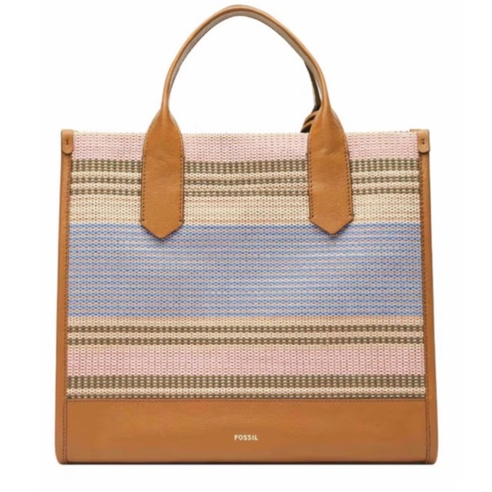 NWOT Fossil Kyler Women's Striped Multi-color Tote Bag with Detachable Strap